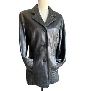 Juliet Michelle‎ by Adler Lamb Skin Black Leather Overcoat Women's Medium Soft